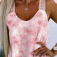 Glitter Lurex Love Heart Pattern Rose Print Contrast Lace Thick Strap Layered Tied Detail Chiffon Tank Romantic Top
