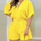 Cold Shoulder Drawstring Shirred Romper