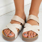 Beige Braided Detail Criss Cross Platform Slippers