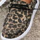 Coffee Lace-up Decor Leopard Canvas Shoes