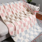 White  Colorblock Checkered Soft Blanket 127*152cm