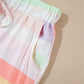 White Rainbow Striped T Shirt and Shorts Set