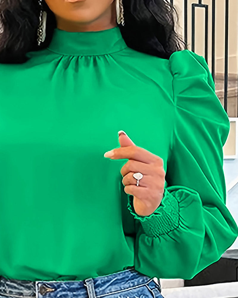 Tie Back Shirred Puff Sleeve Top