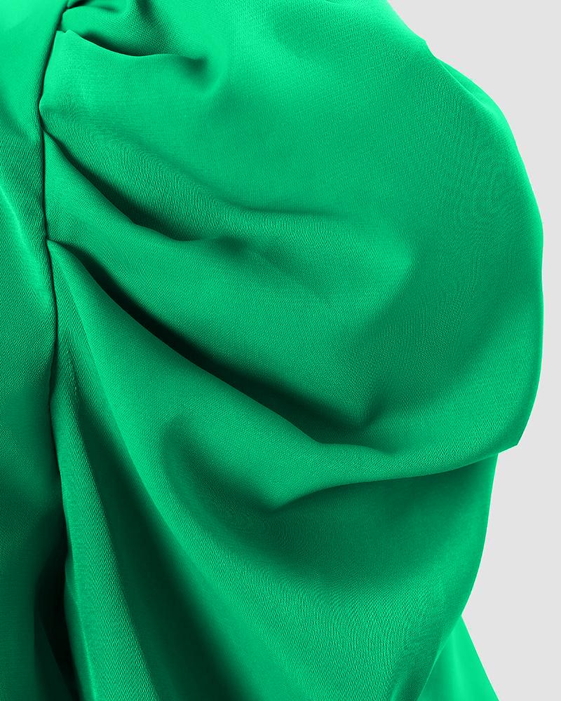 Tie Back Shirred Puff Sleeve Top