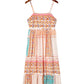 Multicolor Boho Patchwork Print Square Neck Sundress