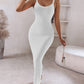 Spaghetti Strap U Neck Casual Maxi Dresses Slim Fit Cami Dress Party Club Bodycon Dress