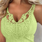 Contrast Lace V Neck Casual Slim Fit Textured Tank Top