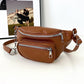 Chestnut Zipper PU Leather Chain Linked Crossbody Bag