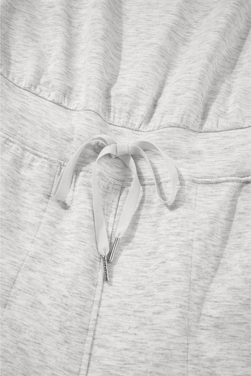 Light Grey Solid Color Crew Neck Drawstring High Waist Sleeveless Jumpsuit