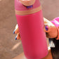 Strawberry Pink Insulated Stainless Steel Tumbler with Carry Loop 16oz