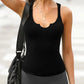 V Neck Sleeveless Knit Tank Casual High Strechy Slim Fit Top