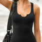 V Neck Sleeveless Knit Tank Casual High Strechy Slim Fit Top