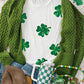 White Sequin Lucky Clover Graphic Crewneck Tee