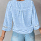 Large Swiss Dot Lace Hollow out V neck Flare Sleeve Casual Blouse Top