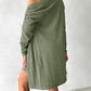 Pocket Design Buttoned Ribbed Casual Dress & Long Sleeve Open Front Coat