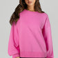 Bonbon Solid O Neck High Low Hem Pullover Sweatshirt