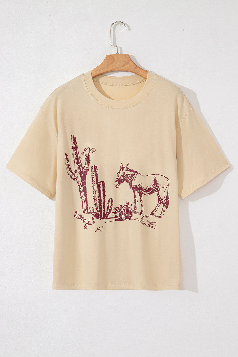 Parchment  Western Burro Cactus Crew Neck Graphic Tee
