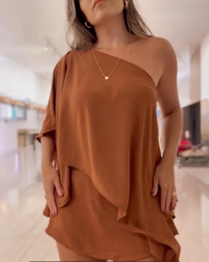 3 Pieces Off Shoulder Multi Ways Split Sleeve Casual Shorts Set