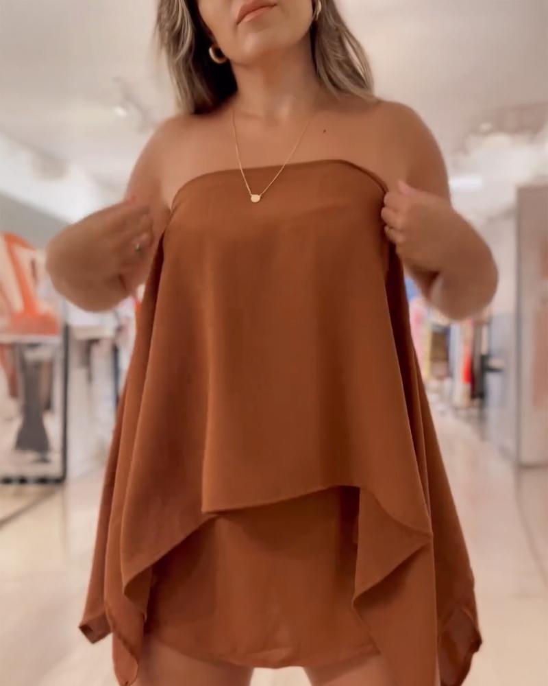 3 Pieces Off Shoulder Multi Ways Split Sleeve Casual Shorts Set