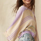 Purple Stripe Borderline Rib Knit Cuffed Dolman Sleeve Sweater
