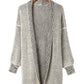 Apricot Plaid Knitted Long Open Front Cardigan