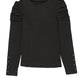 Black Buttoned Puff Long Sleeve Sheath Top