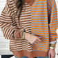 Brown Stripe Casual Stripe Colorblock Drop Shoulder Oversize Sweatshirt