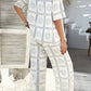 Beige Astra Print Half Sleeve Shirt and Pants Set