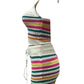 Striped Colorblock Sleeveless Crochet Mini Dress