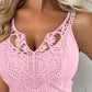 Contrast Lace V Neck Casual Slim Fit Textured Tank Top