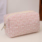 Pink Knitted Zipper Large Cosmetic Bag