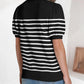 Striped Print Round Neck Puff Sleeve Sweater  Caual Loose Fit Work Top