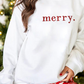 Beige Merry Graphic Embroidered Crew Neck Sweatshirt