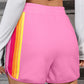 Bonbon Color Block Stripes Elastic High Waist Active Shorts