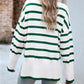 Striped High Neck Side Slit Knit Sweater