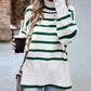Striped High Neck Side Slit Knit Sweater