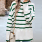 Striped High Neck Side Slit Knit Sweater