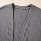 Medium Grey  Solid Textured Open Front Cardigan with Pocket