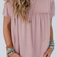 Light Pink Ruffled Trim Loose Babydoll Tee