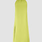 Halter Sleeveless Backless Maxi Dress Casual Shirred Back Side Slit Vacation Dress