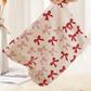 Fiery Red Bows Print Zipped Corduroy Makeup Storage Bag