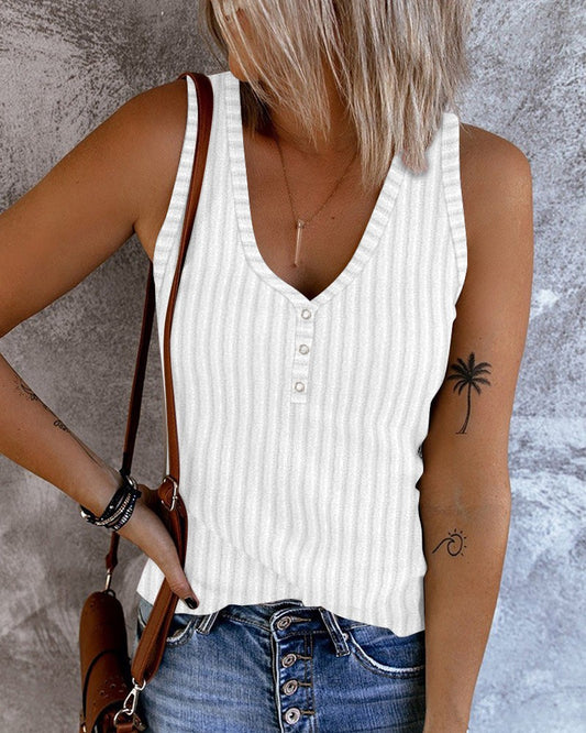 V Neck Sleeveless Ribbed Tank Top