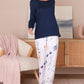 Floral Print High Waist Wide Leg Pants Casual Waist Lace Up Linen Pants with Pockets