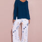 Floral Print High Waist Wide Leg Pants Casual Waist Lace Up Linen Pants with Pockets