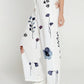 Floral Print High Waist Wide Leg Pants Casual Waist Lace Up Linen Pants with Pockets