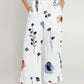 Floral Print High Waist Wide Leg Pants Casual Waist Lace Up Linen Pants with Pockets