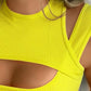 Fake Two Piece Cutout O neck Ribbed Tank Top