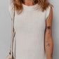 White Solid Color Eyelet Knit Crew Neck Sweater Vest