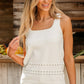 White U Neck Eyelet Accent Sweater Vest