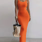 U Neck Spaghetti Strap Maxi Dress